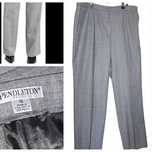 Pendleton 100% Pure Virgin Wool Vintage Trouser Pants Gray Women's Size 16 34x29